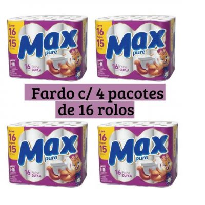 Papel Higiênico Max Pure Folha Dupla 4X16 - 64 Rolos