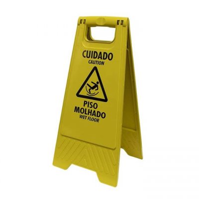 Placa Sinalização Cuidado Piso Molhado